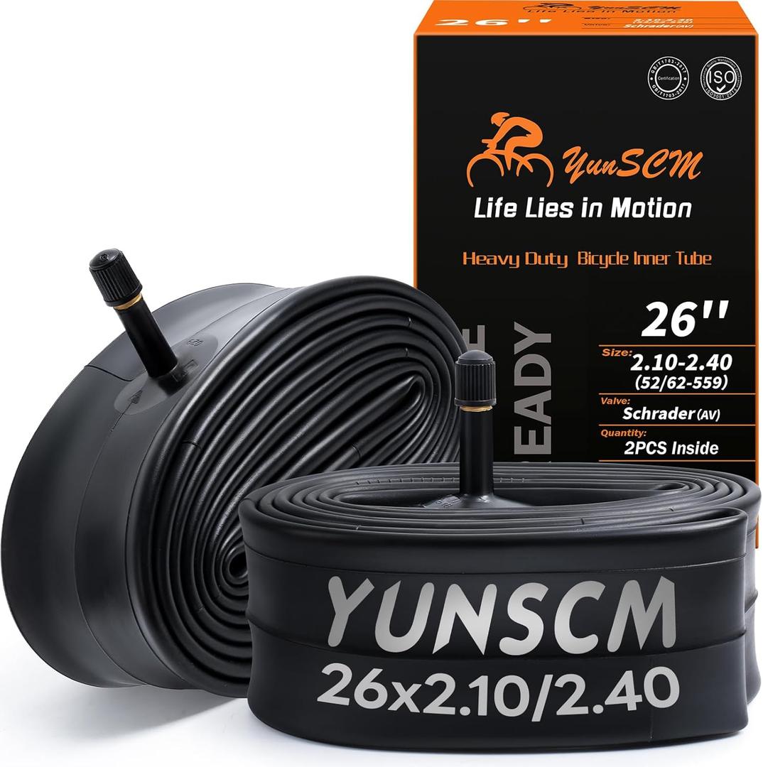 2-PCS 26" Heavy Duty Bike Tubes 26X2.10/2.40 AV32mm Schrader Valve (52/62-559) Bicycle Tubes Compatible with 26 X 2.10 26 X 2.125 26X2.20 26X2.25 26X2.30 26x2.35 26X2.40 Bike Bicycle Tire Tubes
