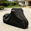 COVERVIN Full Enclosed Motorcycle Cover, 600D Heavy Duty Waterproof Motorcycle Cover, Outdoor UV Protection with Reflective Strips, Fits 108" Harley Honda Yamaha Suzuki, Cruiser, Touring Black