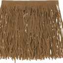 PU Leather Fringe Trim, 1 Yard 7.9 Inch Light Camel Double Side Suede Tassel Sewing Trim for DIY Craft/Sewing Dress Costume/Bags Shoe Decoration, Fringe Tassel