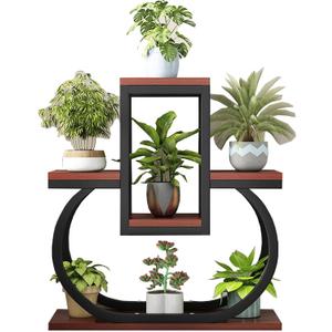 HUHJYUGE Flower Stand Display Indoor, Metal Flower Pot Stand, Tall Flower Shelf Tiered Plant Stands, 4 Tiers Ladder Plant Holder, for Living Room Balcony Corner Office (G)