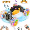 RC Cars Gesture Remote Control Car with Light Music 1:12 Hand Controlled Rc Car 2.4GHz 4WD Rc Stunt Car Gesture Sensing Double Sided 360 Rotation Off-Road Vehicle for Boys Girls(Yellow,Pro)
