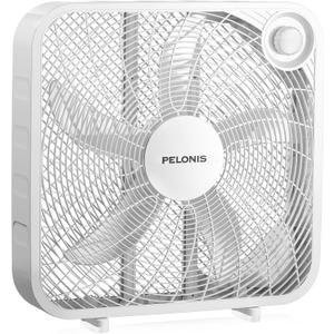 PELONIS 20 Inch Box Fan 3 Speeds, 25ft/s, 2026 Upgraded, Superior Air Throw (2295 CFM), Lightweight, 5 Blades, Floor Fan for Bedroom, Office, Living Room, Garage