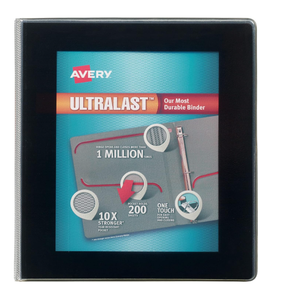 Avery Ultralast 3 Ring Binder, One Touch Slant Ring, Black