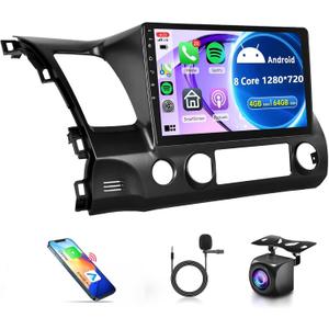8 Core 4G+64G CarPlay Radio for Honda Civic 2006-2011, Rimoody Android 13 Car Stereo GPS 4G-WiFi Android Auto Mirror Link 10.1 Inch Touchscreen Bluetooth FM/RDS DSP-36 59-UI Themes AHD Backup Camera 8 Core 4G+64G CarPlay Radio for Honda Civic 2006-2011, Rimoody Android 13 Car Stereo GPS 4G-WiFi Android Auto Mirror Link 10.1 Inch Touchscreen Bluetooth FM/RDS DSP-36 59-UI Themes AHD Backup Camera