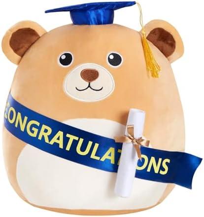 Graduation Bear Plush Pillow Stuffed Class of 2025 Gifts for Boys and Girls,Stuffed Animal Bear Pillow with Cap,Graduation Plush Animal Gift for Boys Girls for Preschool and College High School 13inch
