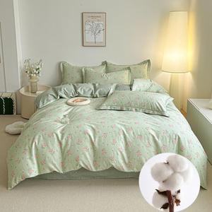 Sage Green Floral Duvet Cover Set Reversible 100% Cotton Duvet Cover Queen 3 PCS Chic Garden Bedding Set Mini Floral Comforter Cover Soft Breathable for All Seasons (Sage Green,Queen)