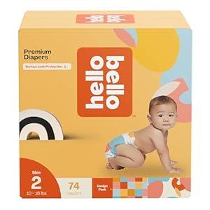 Hello Bello Premium Diapers Size 2, Honeysuckle Designs, 74ct Club Box, Hypoallergenic and Extra Absorbent