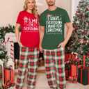 LUKYCILD Christmas Pjs Matching Sets for Couples/Adults holiday Xmas Printed Top and Plaid Pants Sleepwear Pajamas (S)