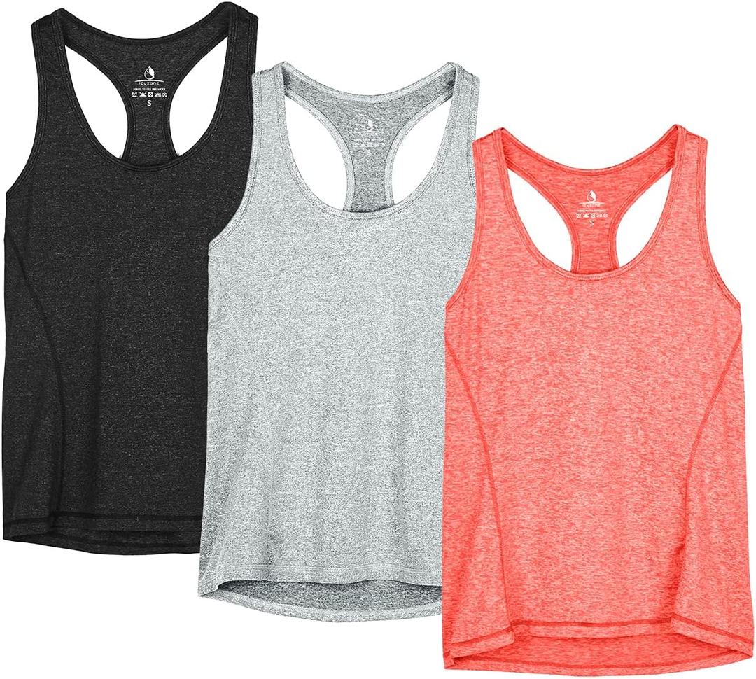 icyzone Women's Racerback Workout Athletic Running Tank Tops (Pack of 3) (XXXL)