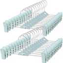 Pants Hangers with Clips 30 Pack, Stackable Space-Saving Skirt Hangers with Adjustable Non-Slip Clips, 360° Swivel Hook, Closet Organizer for Pants, Shorts, Jeans, Blue