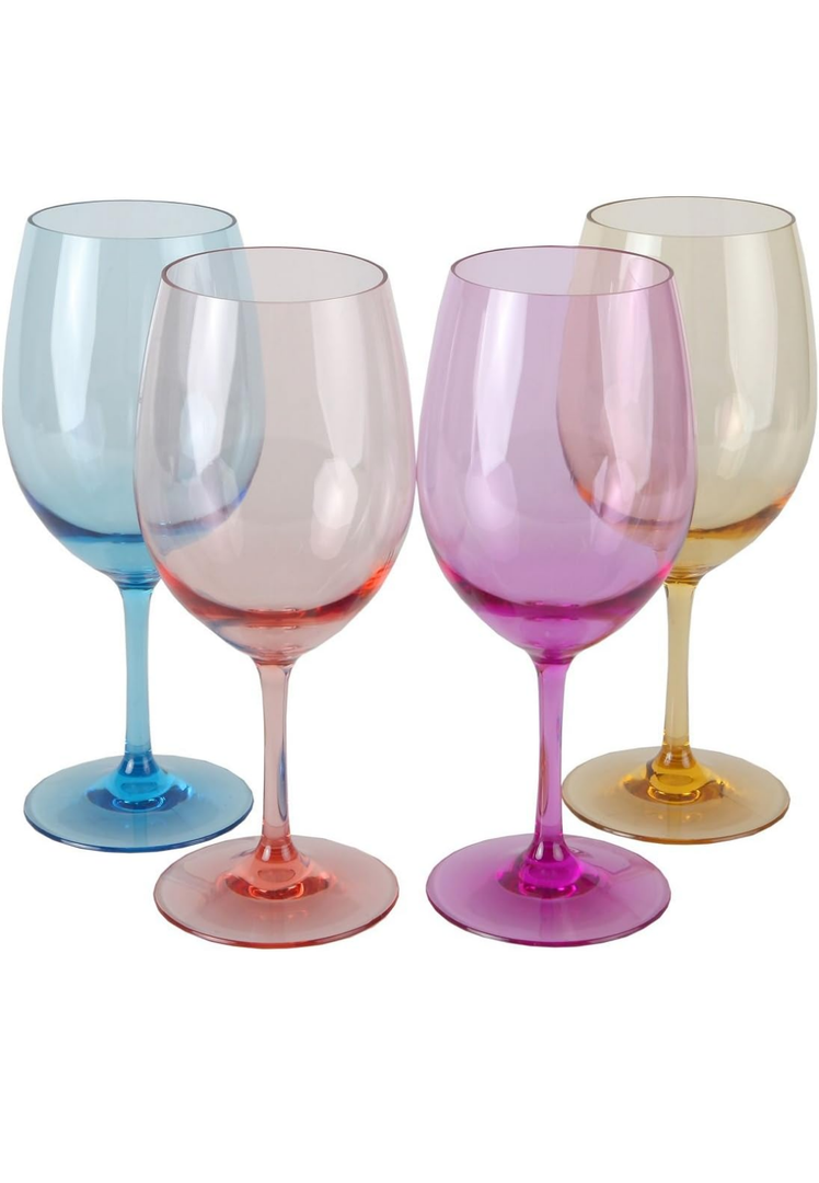 Lily's Home Unbreakable Acrylic Wine Glasses, Made of Shatterproof Tritan Plastic and Ideal for Indoor and Outdoor Use, Reusable (Multi - Light) - 20 oz each, Set of 3