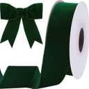 Tsorode 10 Yards Green Velvet Ribbon 2 Inch for Christmas Tree,Dark Greens Velvet Christmas Ribbon for Gift Wrapping Crafts Bow Wreath Holiday Decorations (Dark Green)