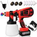 Cordless Paint Sprayer Gun with Battery 1 X 2200mAh, Handheld Electric Paint Gun with 5 Copper Nozzles, 1400ML Containers, Paint Sprayer for House Painting Furniture Cabinets Fence Wall
