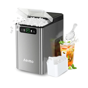 Aeitto Nugget Ice Maker 40Lbs/24H, Countertop Soft Chewable Ice Pebble Ice Machine, One-Click Operation, Auto Self-Cleaning Ice Makers with Scoop&Basket for Home, Office, Kitchen, Party (Grey)