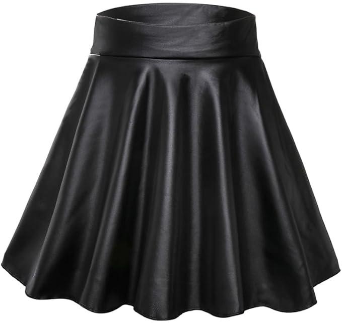 Faux Leather Skirts,Mini Multipurpose Work Nightclub Elastic High Waist Dress for Women M