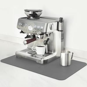 Mimore Coffee Mat - 12x19 Inch Countertop Mat - Absorbent, Hides Stains, Rubber Backed - Dish Drying Mat Fits Under Coffee Maker, Espresso Machine Gray
