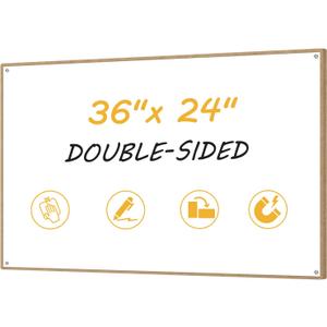36x24 Small Dry Erase Board for Wall 3' x 2' Double Sided Magnetic White Board Without Frame for Office, Class, Home