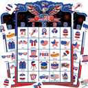 5 x Joy Bang 250 Anniversary USA Bingo Card Games for Kids Adults, Celebrate America 250 Years Game Merchandise 4th of July Bingo Game Patriotic Crafts Activities Party Favors Supplies, 7.6 x 6.0 inches