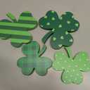 COCHIE Shamrock St Patricks Day Decorations, Wooden St. Patrick's Day Tiered Tray Decor Set of 4, Green Clover Saint Patrick Day Table Top Decoration for Home, Shelf, Door, Office Party (Pattern)