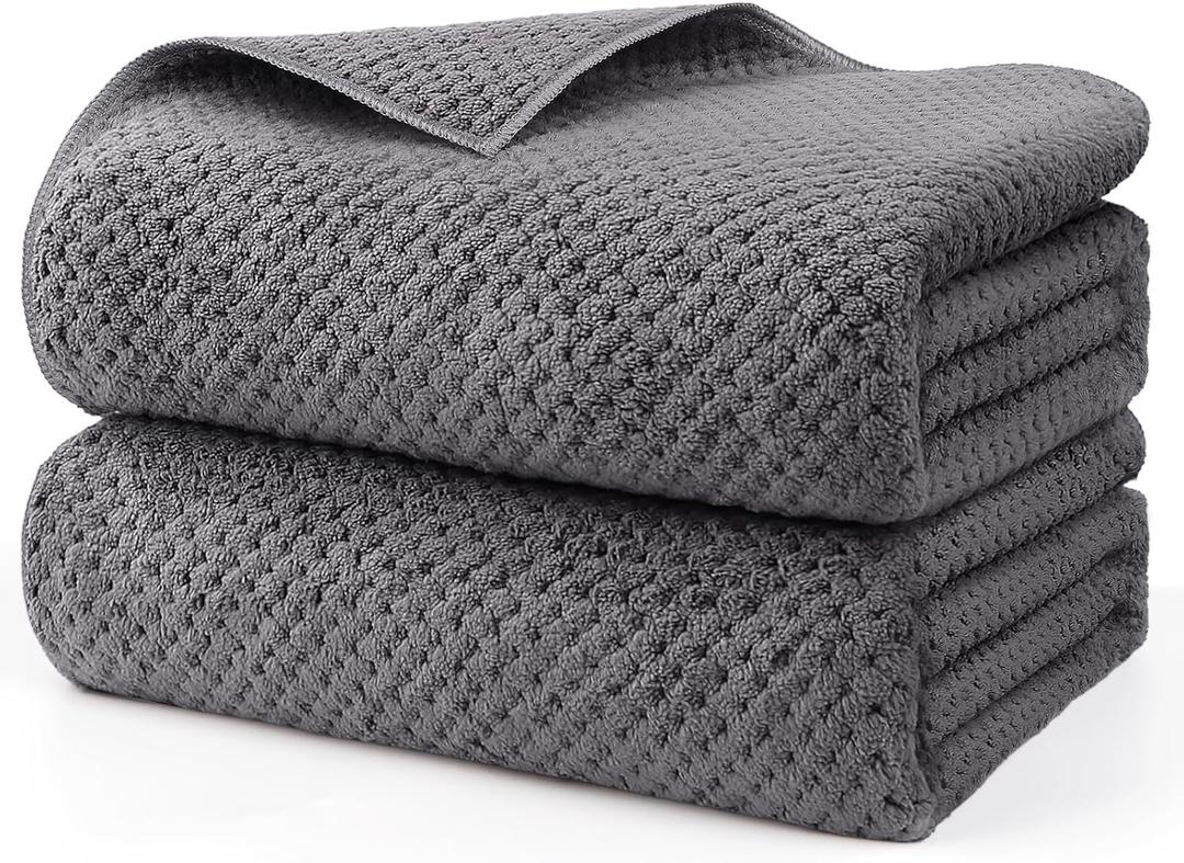 HOMEXCEL Bath Sheets Towels Set Pack of 2 (35 x 70 Inches), Ultra Soft Bath Towels for Bathroom, Lightweight and Quick Drying Towel for Body, Yoga, SPA, Fitness, Grey