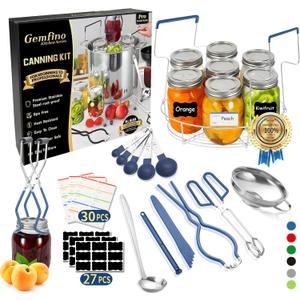 Gemfino Canning Supplies Starter Kit with Canning Rack,Canning Kit for Beginners (Blue)