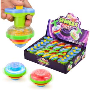 IPIDIPI TOYS Spineez Light Up Spinning Tops  12-Pack LED Spinner Toys, Easter Basket Stuffers for Kids, Birthday Party Favors, Goodie Bag Stuffers, School Prizes for Boys & Girls  Blue