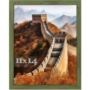 Picrit 11x14 Picture Frame, Photo Frame for Wall Mounting Display, Green Wood Grain