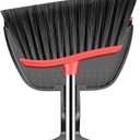 Broom and Step-on Dustpan Set, 59-in Adjustable Long Handle Broom with Dustpan Combo Set Outdoor Angle Broom for Sweeping Indoor Dust Pet Hair for Cleaning Kitchen Garage Deck Patio, Black&Red