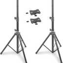 Pyle 2-Pack Universal Speaker Stand Mount Holders - Durable Adjustable Tripod Set with Locking Safety Pin, 36-58 Telescoping Height, 35mm Compatible Insert, Rubber Capped Feet for Stage/Studio
