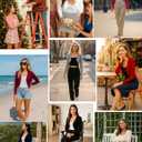 U.Vomade Women's Cropped Cardigan Bolero Shrug Open Front Sweater Long Sleeve S-1X (Black, L)