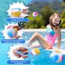 Zhanmai 50 Pcs 4 to 5 Inch Beach Balls Mini Inflatable Beach Balls Bulk White Blue Yellow and Purple Summer Toys Games Party Favors for Kids Hawaiian Pool Party