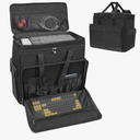 Foshanyifei Double Layer Computer Desktop Tower Carrying Case, Desktop Computer Travel Storage Bag for PC Chassis, Keyboard, Mouse (Black)