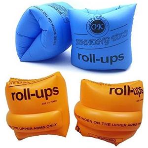Topsung Floaties Inflatable Swim Arm Bands Rings Floats Tube Armlets for Kids and Adult (_Blue + Orange)