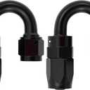 AN10 180 Degree Hose End Fitting Elbow Bend Swivel Connector for Braided Nylon Aluminum Black 2PCS