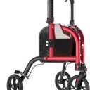 3 Wheel Walkers for Seniors, Narrow Foldable Wheeled Rollator Walker, Lightweight Three Wheels Rolling Walker, 350lbs Capacity, Height Adjustable Rollator for Elderly, Aluminum Alloy