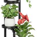 Bamworld Tall Plant Stand Indoor Outdoor, Corner Metal Flower Pot Stands for Multiple Plants, 4 Tier Heavy Duty Plant Shelf for Patio Garden Balcony Living Room Bedroom (Matte Black)