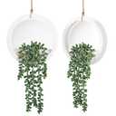 Der Rose 2 Pack Fake Plants Hanging Artificial Succulents Plants in White Pots for Living Room Bathroom Accessories Boho Wall Decor