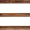 MBYD 48 Inch Picture Ledge Shelf Set of 3, Wall Mount Carbonized Burnt Black Floating Wall Shelves Photo Ledge Natutal Pine Wood for Bedroom, Living Room, Office, Kitchen, Bathroom Same Dimensions