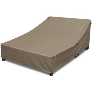 Double Chaise Lounge Cover Outdoor 100% Waterproof Weather-resistant Polyester Fabric Patio Double Wide Lounge Chair Covers All-season Weatherproof Protection Cover for Outdoors Furniture, Camel