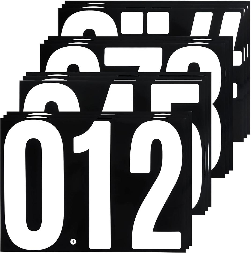 12 Sheets 7 Inch 0-9 Number Sticker Decals Set, Large and Self Adhesive for Display, Home Address Numbers, Trucks, Shops - White