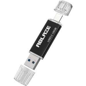 ABLAZE Type C Flash Drive 128GB, Dual USB 3.0+ USB C Flash Drive Compatible with iPhone 16/15,Android Smartphone,Computer,Tablet Mac Laptop