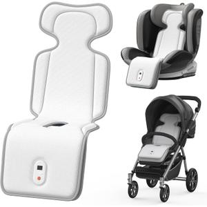 AMACOOL Baby Stroller Cooling Pad, 3D Breathable Carseat Cooling Pad with 2 Built-in Blower, Max 10H Ventilation 3 Speeds 10000mAh Rechargeable Cooling Mat Liner for Toddler Baby Summer Essentials, 36.48"L X 12.60"W