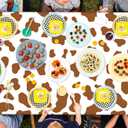 Highland Cow Party Tablecloths - 4Pcs Highland Cattle Birthday Table Covers, Cow Print Themed Party Decorations Plastic Disposable Rectangular Table Cloth for Kids Birthday Baby Shower