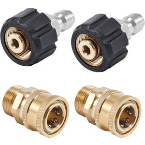 Raincovo Pressure Washer Quick Connect Fittings, M22 14mm to 3/8 Inch Hose Adapter, 4 Pieces