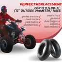 AR-PRO Exact Replacement 12x5.00-6" Tires and Inner Tubes for Razor Dirt Quad Versions 19+, Go-Karts, Lawn Mowers, Wheelbarrow, and More - Quality Inner Tubes with Bent Valve Stems (Set of 2)
