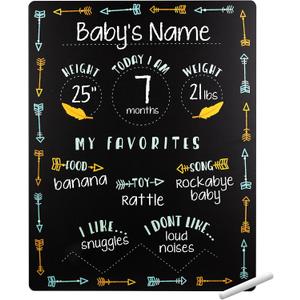 Tiny Ideas Arrows Baby Milestone Chalkboard, Gender-Neutral Baby Photo Prop, Baby Dcor Accessory, Black