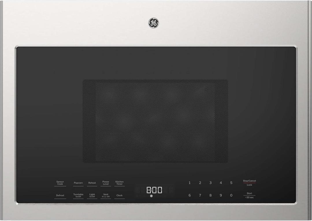 GE 24" Over-the-Range Microwave, 1.4 Cu. Ft., 1000 Watts, 300 CFM Hood Vent, LED Lighting, Auto Defrost, Installer-Friendly, Stainless Steel, GVMB14S4WSS