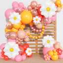 168Pcs Daisy Balloon Arch Garland Kit, Mothers Day Pastel Pink Orange Yellow Confetti Daisy Flower Balloons for Two Groovy One Birthday Floral Boho Girl Baby Shower Wedding Hippie Party Decorations