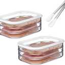 6Pcs Deli Meat Container for Fridge,Lunch Meat Container for Refrigerator with Food Serving Tongs Stackable Bacon Holder Cheese Keeper Turkey Deli Meat with Lid for Refrigerator