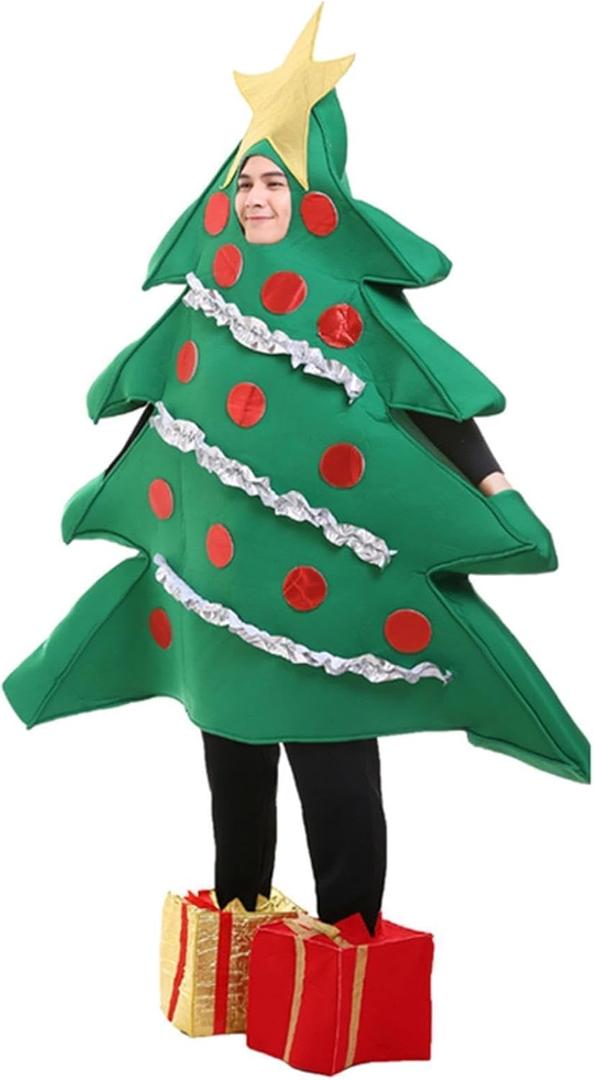 Dacnod Christmas Tree Costume Women,Christmas Tree Dress Onesie Set with Shoe Covers for Woman Cosplay (Adult)